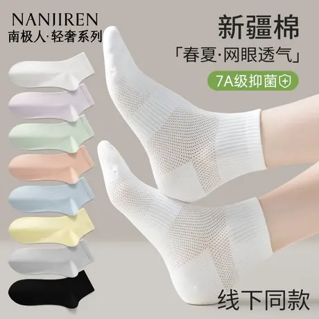 南极人袜子女网眼短袜夏季薄款新疆棉吸汗抗菌防臭中筒袜2025新款商品大图