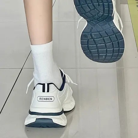 人本老爹鞋女款2025新款女鞋春款透气厚底轻便增高休闲百搭运动鞋商品大图