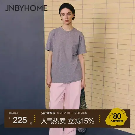 JNBYHOME江南布衣25新圆领家居服上衣睡衣短袖宽松纯色t恤外穿女商品大图