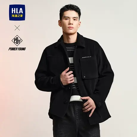 【衬衫领】HLA海澜之家POWER YOUNG24秋冬新厚款仿毛呢夹克外套男图片