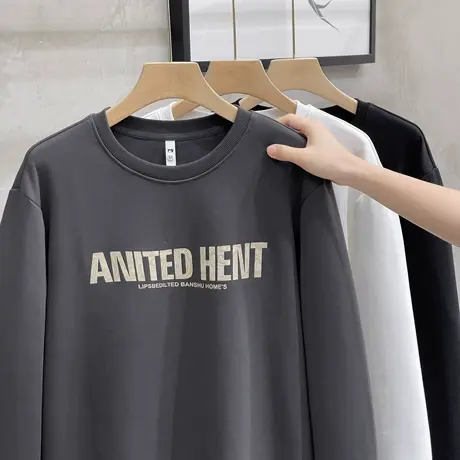 男士卫衣春秋季新款上衣服宽松潮牌男装长袖t恤内搭打底衫男秋冬商品大图