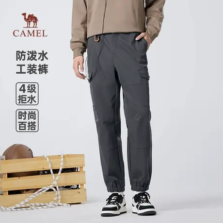 骆驼男装雨帅防泼水工装裤男2025新款春秋户外黑色束脚休闲长裤子商品大图