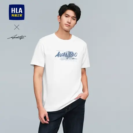 HLA/海澜之家轻商务时尚系列短袖T恤24春夏新胸前印花凉感短t男装图片