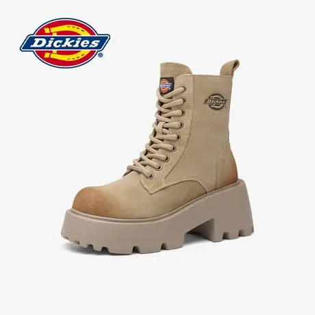 Dickies马丁靴女2024年冬季厚底增高短靴加绒休闲皮靴防滑工装靴图片