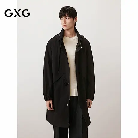 GXG男装 可收纳立领连帽风衣夹克外套中长款上衣 2025秋季新品图片