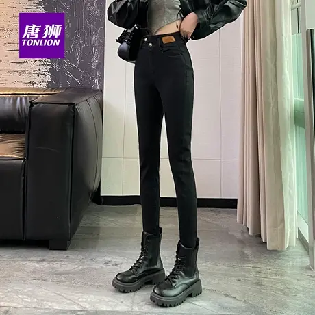 唐狮复古修身牛仔裤女2025秋季新款紧身高腰显瘦弹力小脚裤AX图片
