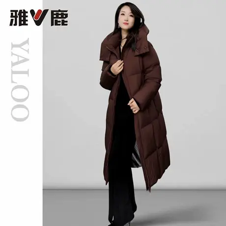雅鹿25新款官方女士中长羽绒服新款冬季可拆帽加厚防寒保暖户外商品大图
