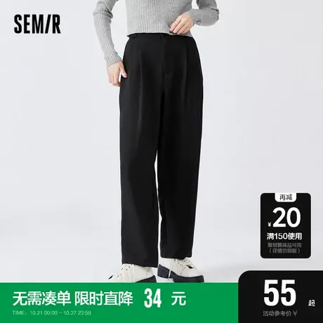 森马西装裤女休闲裤2022春季新款显瘦气质通勤黑色长裤百搭女裤子商品大图
