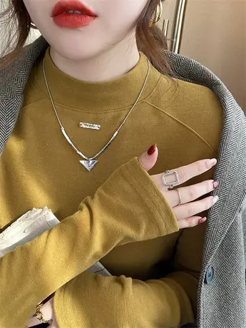 半高领德绒打底衫女秋冬洋气内搭上衣新款2023爆款加绒磨毛t恤潮图片