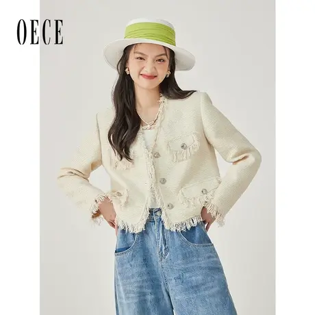 Oece高级感小香风外套秋季新款女装气质短款小西装商品大图
