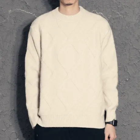 奕飏复古麻花编织冬季男士毛衣厚款韩版潮流 文艺小清新修身上衣图片