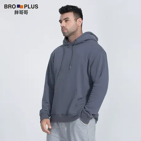 胖哥哥大码男士卫衣厚款重磅套头宽松简约连帽衫男休闲运动服春季商品大图