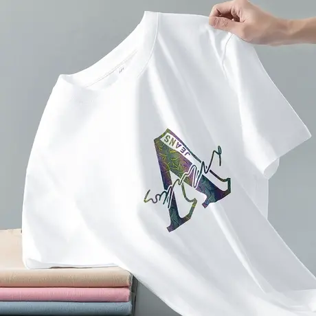 美式重磅t恤男短袖纯棉白色上衣服潮牌潮流宽松夏季半袖全棉体恤商品大图