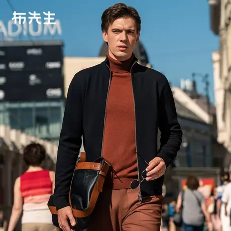 MrBu布先生拉链立领纯色羊毛外套春秋新款加厚羊毛衫BT12337商品大图