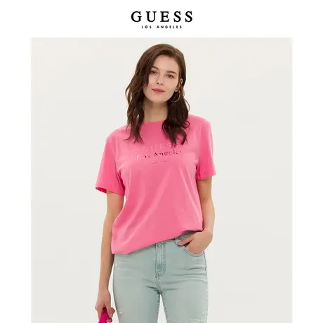 GUESS男女同款简约圆领短袖T恤多巴胺美式纯色穿搭-MM2K6427K商品大图
