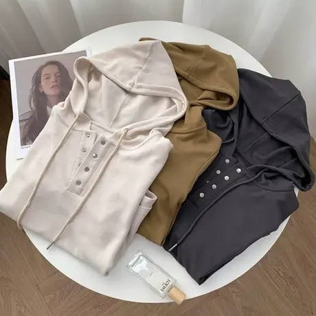 享永子【魔力内搭】实体店疯狂补货 连帽抽绳卫衣 宽松百搭上衣秋商品大图