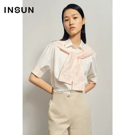INSUN恩裳夏季假两件拼接衬衫商品大图