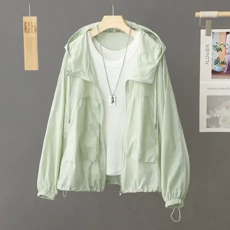 不皱免烫款纯色轻薄外搭防晒衣女冰感长袖透气夏季宽松外套防晒服商品大图