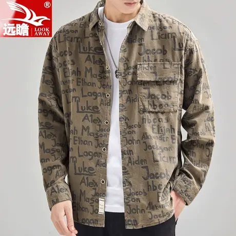 秋季长袖衬衫男士潮牌工装休闲衬衣男简约百搭青年春秋款外套男生图片