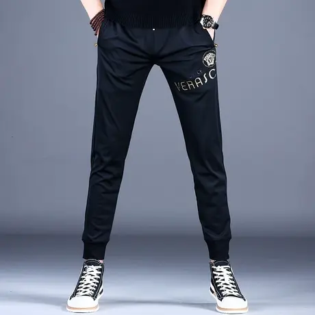 2023男士新款休闲裤子时尚美式印花超薄精致束脚裤子春夏潮牌男裤商品大图