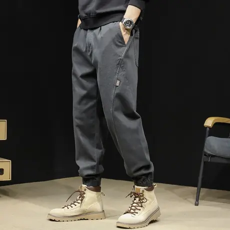 休闲拼接工装裤男秋款2023新款潮牌束脚男裤胖子大码春秋裤子秋季商品大图