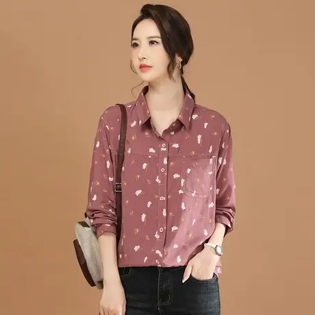 韩潮袭人韩系碎花长袖衬衣2024春季新款女士衬衫上衣设计感小众图片