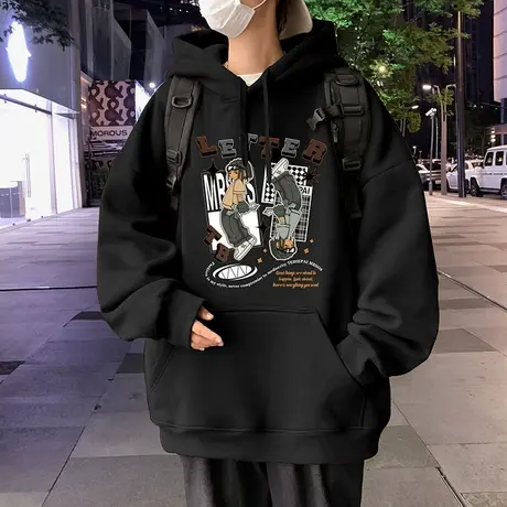 重磅纯棉oversize连帽卫衣男秋冬季新款青年上衣潮流潮牌套头外套商品大图