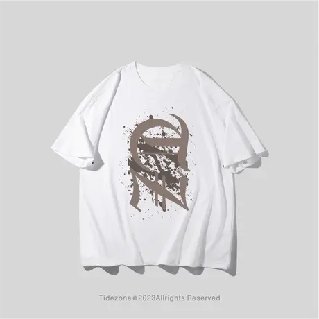 Ohlyah重磅字母TZ短袖t恤男简约百搭美式潮牌夏季宽松纯棉打底衫图片