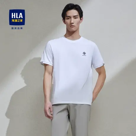 HLA/海澜之家圆领短袖t恤2024春夏新款透气高周波印花短t男图片