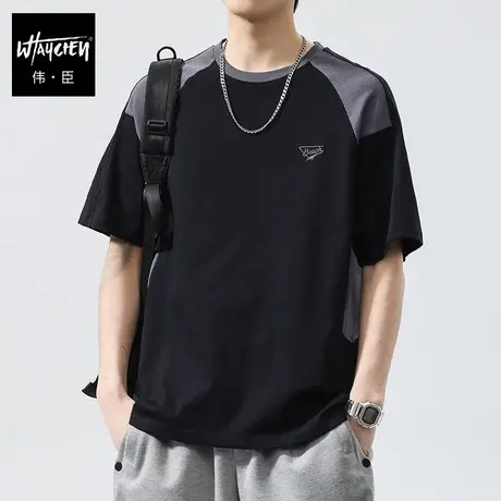 伟臣潮流大码男夏季运动短袖T恤胖子加肥加大宽松落肩肥佬五分袖图片