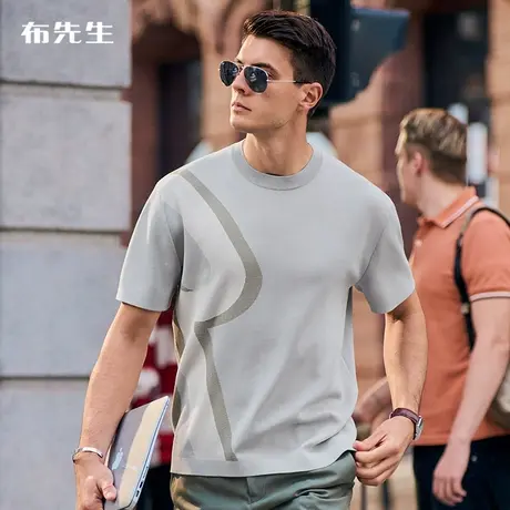 MrBu布先生微廓形三色印花短袖男2023夏季速干圆领针织T恤AT12106商品大图