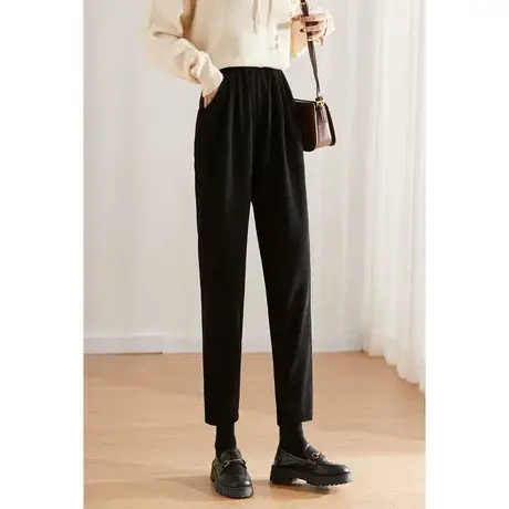 时尚气质百搭休闲长裤2022年冬季新款女士雪尼尔显瘦通勤直筒裤商品大图