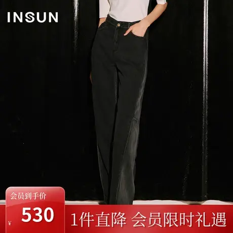 [丹宁艺术]恩裳COVER2023秋新款渐变环保洗水牛仔宽松舒适直筒裤图片