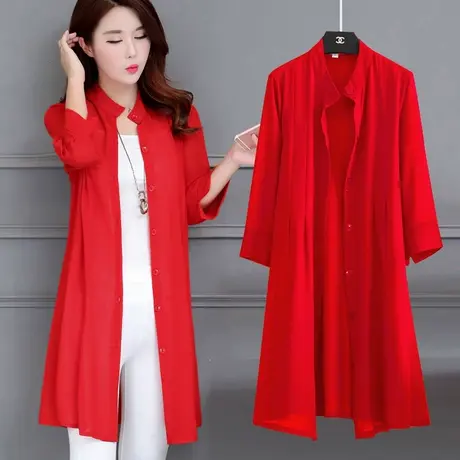 雪纺开衫女中长款2022新款夏季薄款外搭披肩外套配裙子大码防晒衣图片