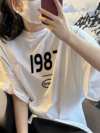 洋气仿棉短袖T恤女正肩显瘦辣妹别致上衣设计感小众体恤衫美式夏商品大图