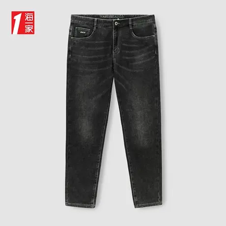 海一家时尚做旧长裤2023秋季新款砂洗猫须工艺中年男士牛仔裤图片