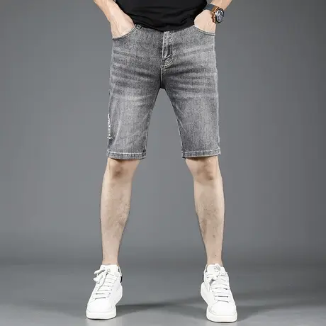2023新款夏季牛仔短裤男潮牌修身弹力男士潮流薄款五分休闲短裤商品大图