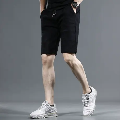 黑色休闲短裤男夏季薄款修身五分裤男2023新款松紧腰潮流男士裤子商品大图