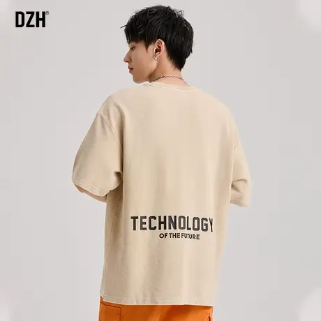 男士纯棉短袖t恤男夏季印花美式重磅半袖上衣2023新款五分袖体恤商品大图