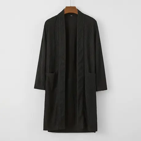 春夏中长款风衣中式禅修服对襟长袍汉服青年男士复古唐装披风外套图片