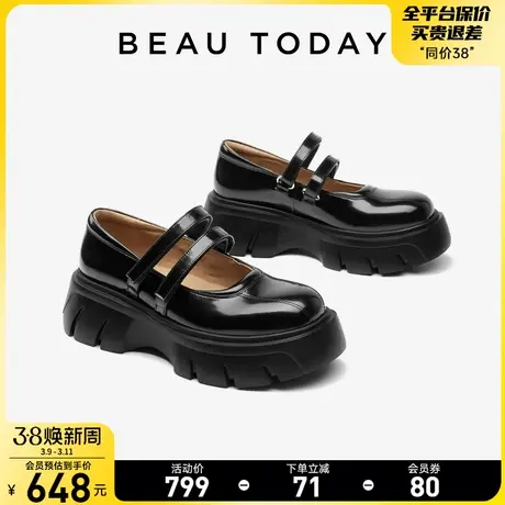 BeauToday玛丽珍鞋女2024新款BT法式单鞋女春夏黑色英伦风小皮鞋图片