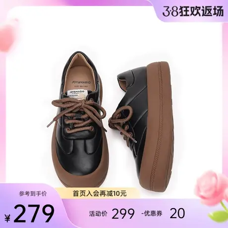 快乐玛丽乐福鞋女2024春季新款系带松糕厚底日系复古小皮鞋单鞋女商品大图