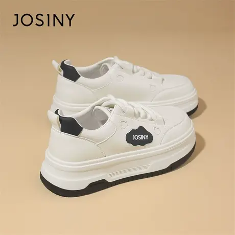 Josiny/卓诗尼厚底板鞋女2024新款春季炸街运动增高百搭休闲鞋子商品大图