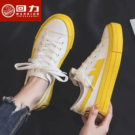 回力女鞋帆布鞋女2022秋季新款ins潮百搭板鞋小黄脸联名款小白鞋图片
