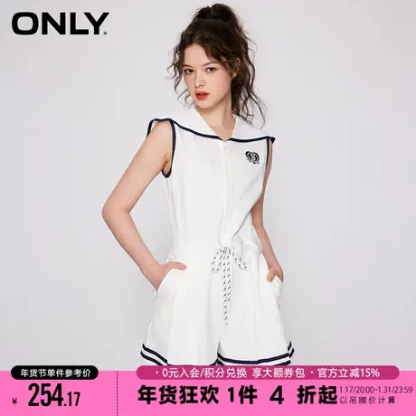 ONLY2023冬季新款海军风弹力刺绣高腰连体短裤休闲裤女|123178003商品大图