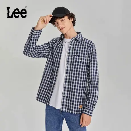 Lee101+商场同款秋冬男士格子长袖衬衫全棉潮流休闲LMT00629-3035图片