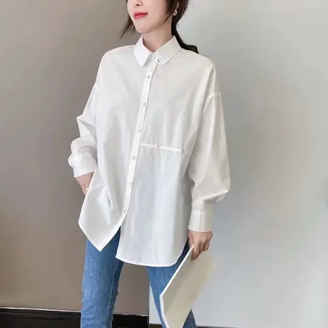 白衬衫女2023春装新款韩版通勤设计感小众上衣轻熟风内搭长袖衬衣图片