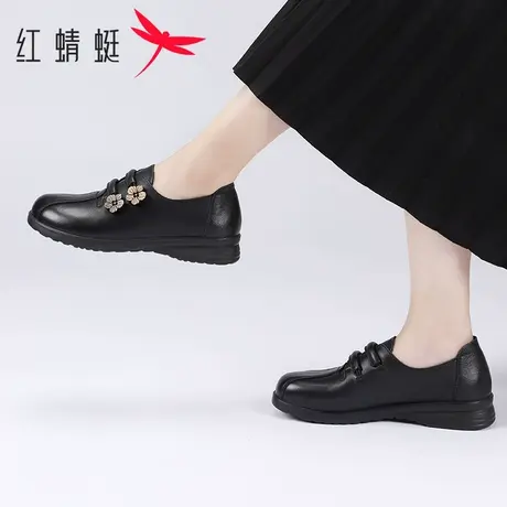 红蜻蜓2025春季新款妈妈鞋真皮软底中老年单鞋女轻便舒适奶奶皮鞋商品大图