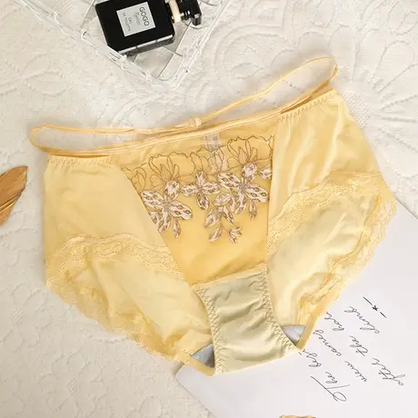 奥维丝丽内裤新款2025性感蕾丝中腰三角内裤女提臀收腹透气内裤商品大图