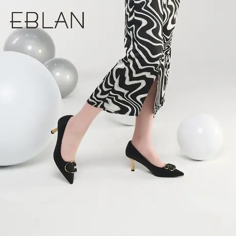 伊伴春季女鞋浅口单鞋简约优雅细跟面试法式高跟鞋B22431855图片